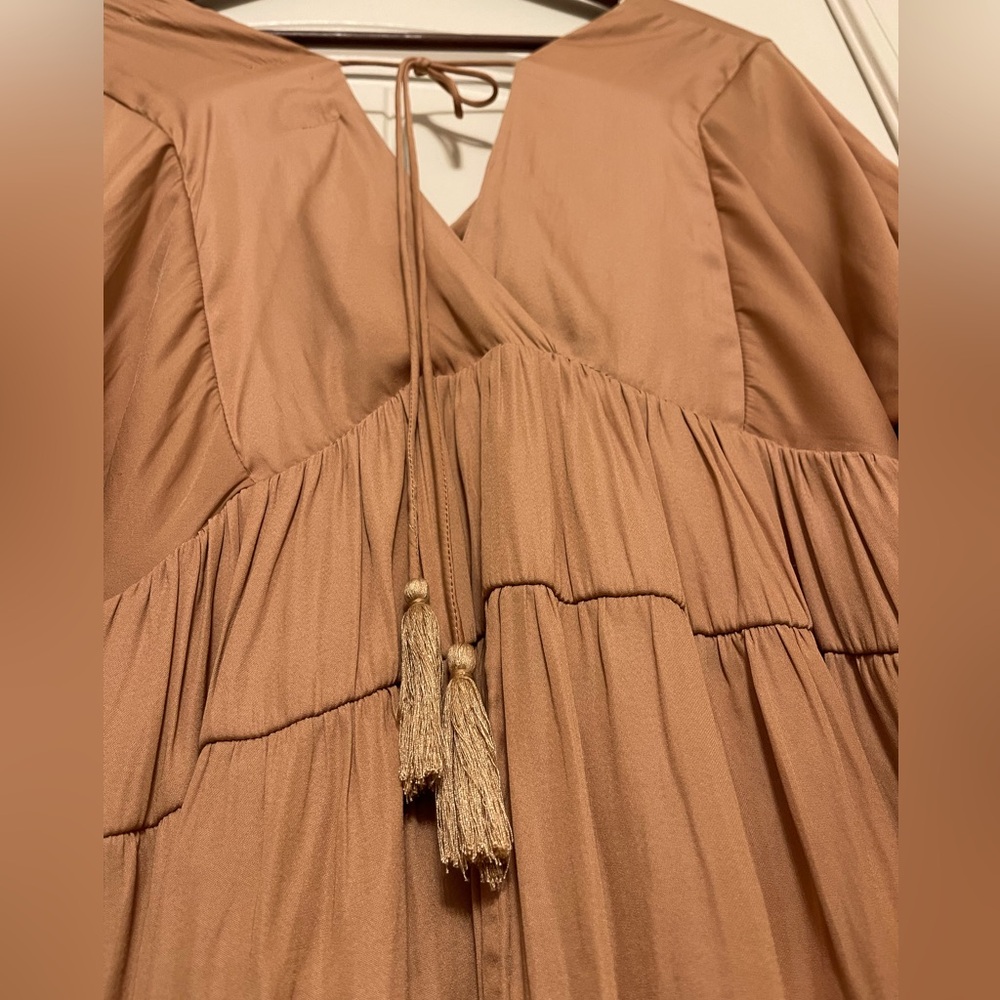 Brown Babydoll Mini Dress